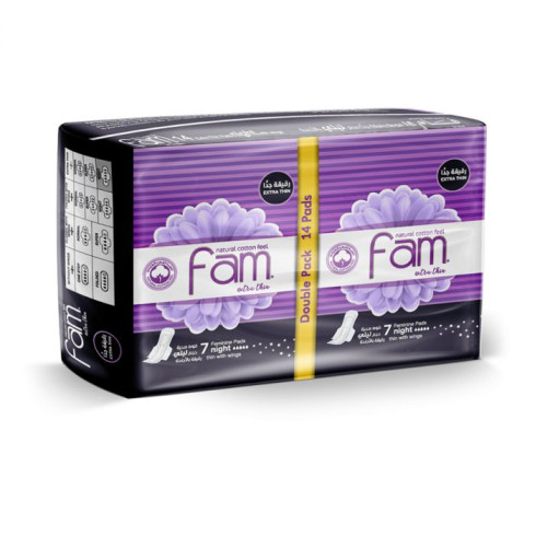 FAM EXTRA THIN W/WINGS NIGHT DOUBLE PACK 2X7