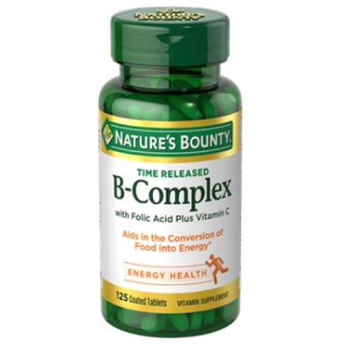 NATURE'S BOUNTY B-COMPLEX WITH FOLIC ACID + VIT.C TIME RELEASED* 125 COATED TABLETS