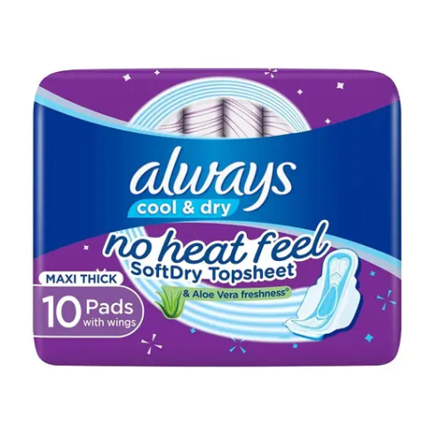 Always Cool & Dry Maxi Thick Pads with Wings (10pcs)