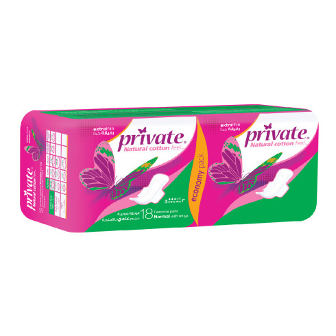 Private Normal Pads Extra Thin With Wings Duo (18 Pcs)