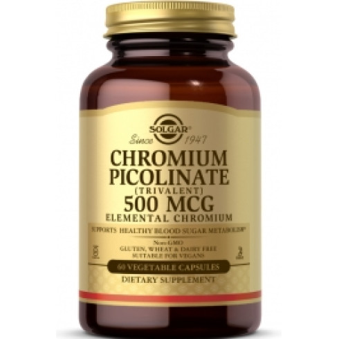 SOLGAR CHROMIUM PICOLINATE 500MCG* 60 VEGETABLE CAPSULES