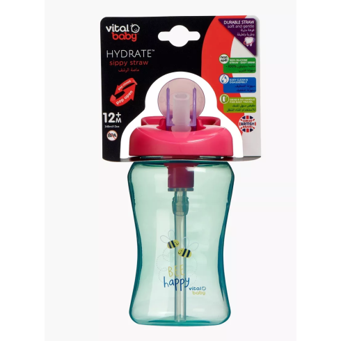 Vital Baby Hydrate Printed Sippy Straw Cup (340ml)