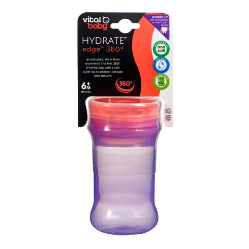 Vital Baby Hydrate 360° Edge Cup (280ml, Purple)