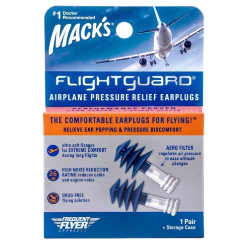 Mack's Flightguard® Airplane Pressure Relief Ear Plugs (1 Pair, White & Blue)